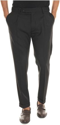 Berwich Retro Chino Broek met Elastische Taille - Heren - Nette broeken - Zwart - 5XL - Wol - Broeken