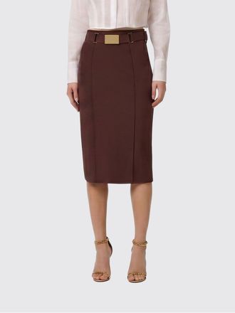Elisabetta Franchi Monogram Print Cr&ecirc;pe Midi Pencil Skirt with High Waist