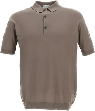 John Smedley Beige Cotton Short-Sleeve Polo Shirt