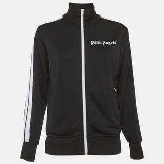 Palm Angels Black Logo Print Jersey Track Jacket