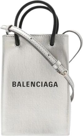Balenciaga Pre-owned Leren Telefoon Schoudertas - Dames - Vintage Mini Tas - Grijs - ONE Size - Leer - Vintage