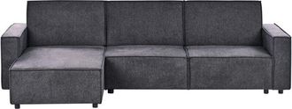 Beliani Beliani - Sof&aacute; Cama Esquinero Tapizado En Tela Gris Grafito 3 Plazas Derecha Romedal Ii