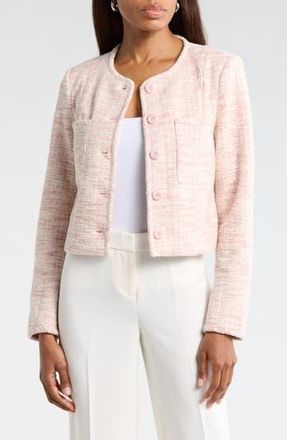 Amanda + Chelsea Button Front Tweed Jacket in Dusty Mauve at Nordstrom Rack, Size X-Large