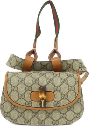 Gucci Beige Brown Gg Supreme Leather Fanny Pack (Pre-Owned)