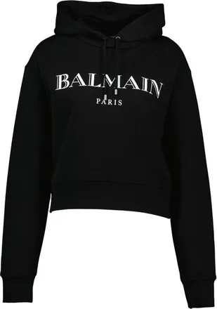 Balmain Womens Cotton Hoodie Black Hoodies