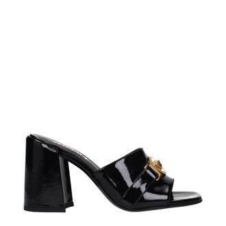 Versace Black Leather Platform Womens Sandals