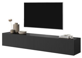 Selsey Selsey Veldio - Mueble De Tv Colgante - Negro Con Frentes De Listones - 175 Cm