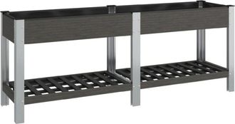 vidaXL Garden Raised Bed with Shelf Grey 200x50x75 cm WPC vidaXL