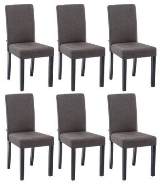 Clp Clp - Juego De 6 Sillas De Comedor Ina De Tela Gris Oscuro Negro