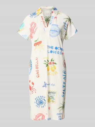 Oui Regular Fit Kleid mit Allover-Motiv-Print in Weiss, Gr&ouml;&szlig;e 34