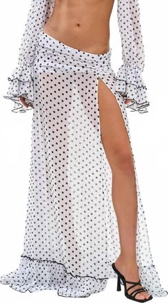 Bananhot Josie Maxi Skirt In White Polka