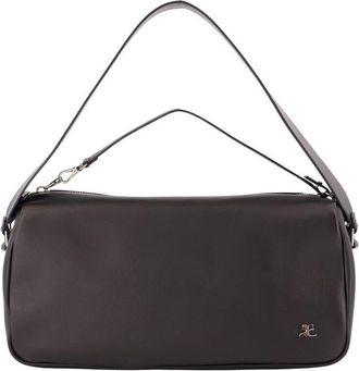Courr&egrave;ges Leather Shoulder Bag Black