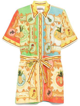 Alemais La Musica mini dress - women - Flax/Cotton - 10 - Yellow