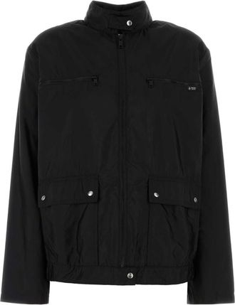 Prada Black Solid Mock Collar Jacket