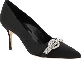 Manolo Blahnik Womens Black Asapump Satin Pumps