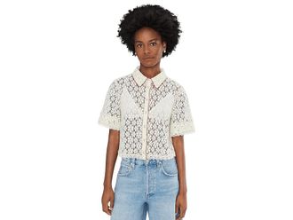 Free People Mannie Lace Button-Down Womens Clothing Whisper White : LG (Womens 12-14), Cotton/Nylon