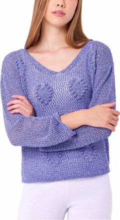 French Kyss Crochet Heart Top In Blue