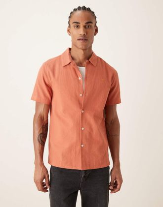 Farah Camicia a maniche corte arancione corallo con logo