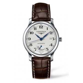 Longines Master Power Reserve Silver Dial Leather Strap Mens Watch L2.708.4.78.3