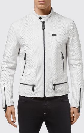 Philipp Plein Giacca biker in pelle di serpente