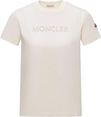 Moncler T-Shirts, female, Beige, S, Branded T Shirt