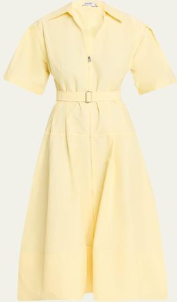 SIMKHAI Meridith Belted Short-Sleeve Midi Dress