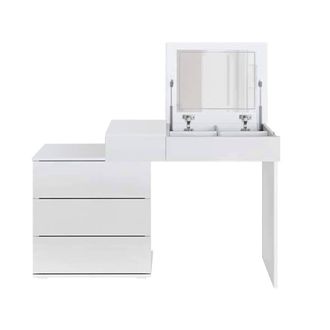 ML Design Tocador con espejo, blanco, 117,5x78x45 cm, aglomerado mdf