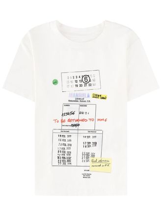 Maison Margiela Black Library Card Graphic Cotton T-Shirt