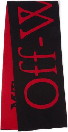 Off-white 2024 Lunar New Year Bookish intarsia-knit logo wool scarf - women - Wool - One Size - Black