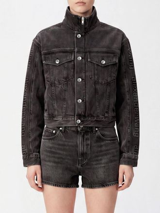 Alexander Wang Cotton Denim Jacket with High Neck and Zip Closure