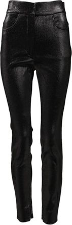 Dolce & Gabbana Glitterende Skinny Broek met Hoge Taille - Dames - Skinny broeken - Zwart - S - Katoen - Broeken