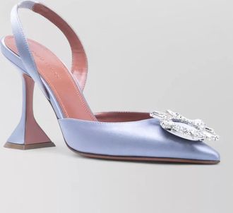 Amina Muaddi begum slingback pumps satin crystal heel
