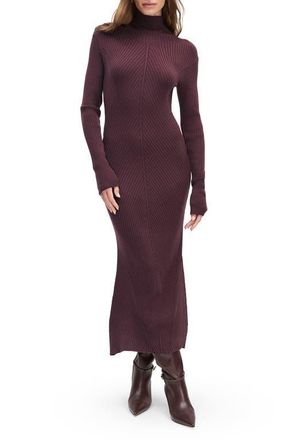 Favorite Daughter Be Your Girl Long Sleeve Merino Wool Blend Rib Sweater Dress in Burgundy Dahlia at Nordstrom, Size Medium