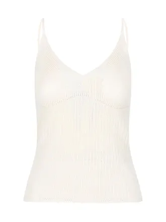 Isabel Marant White Silk-Cotton Ribbed Tank Top