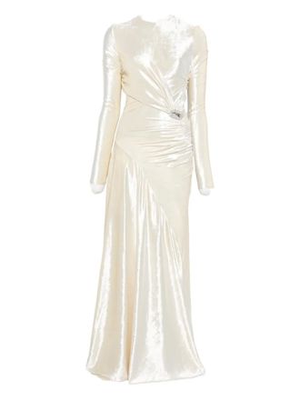 Paco Rabanne draped velvet gown - Neutrals