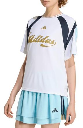 adidas Originals Heritage Logo Graphic Jersey T-Shirt in White/Hazy Beige/Night Navy at Nordstrom, Size Xx-Large
