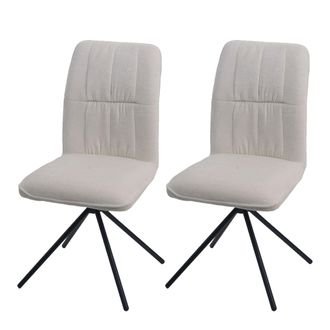 Hhg Nunca Usado] Juego De 2 Sillas De Comedor Hhg 432, Silla De Cocina, Giratoria Con Retorno Autom&aacute;tico, Tejido/textil Chenilla (340 G/m&sup2;) &Ouml;ko-tex, Crema