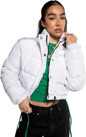 Femme Luxe Womens High Neck Padded Cropped Puffer Jacket,Available UK Sizes 6-14, Multicolour (UK, Numeric, 8, Regular, Regular, White)