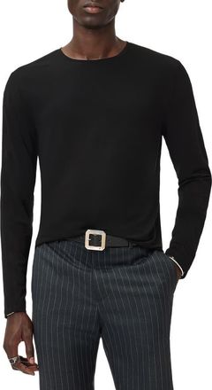 John Varvatos Clemente Lyocell & Wool Long Sleeve T-Shirt in Black at Nordstrom, Size X-Large