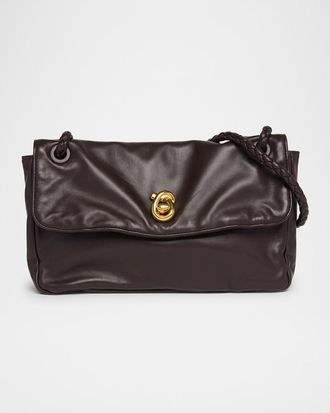 Bottega Veneta Knot Flap Leather Shoulder Bag