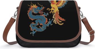 Generic Chinese Dragon And Phoenixbird Crossbody Bags for Women Shoulder Messenger Bag Purse Handbags
