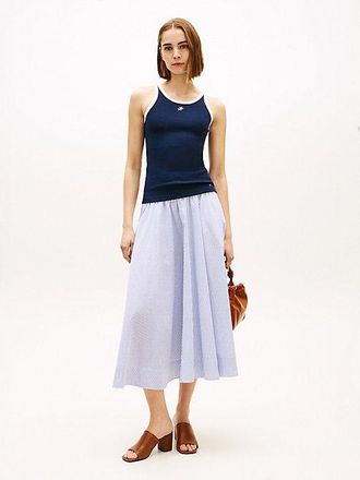 Tommy Hilfiger Logo Waistband Midi A-Line Skirt