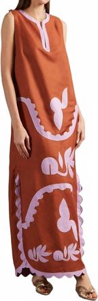Adriana Degreas Applique Midi Tunic Dress In Cognac/lilac