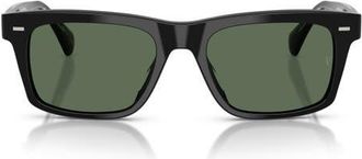 Oliver Peoples x Roger Federer Mr. Federer 55mm Polarized Rectangular Sunglasses in Black /G-15 Polar at Nordstrom