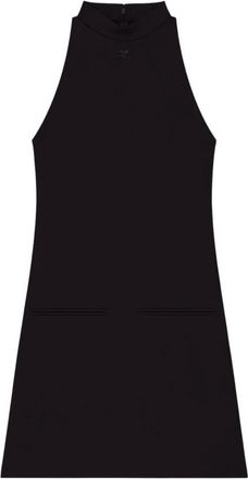 Courr&egrave;ges Zwarte Zijden & Nylon Jurk - Dames - Korte kleedjes - Zwart - XS - Nylon - Kleedjes