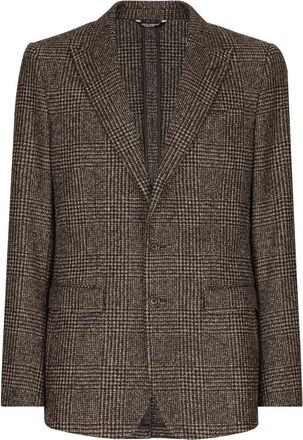 Dolce & Gabbana Prince of Wales single-breasted blazer - men - Silk/Cotton/Nylon/Wool/Alpaca - 48 - Brown