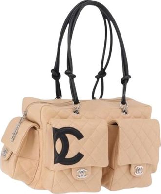 Chanel Pre-owned Boston Bag - Dames - Vintage Schoudertas - Beige - ONE Size - Leer - Vintage