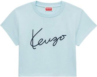 Kenzo Kenzo Signature geborduurd cropped T-shirt van katoen