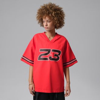 Nike Jordan Womens Jordan Flight Woven Jersey Top in Red | IF1036-673