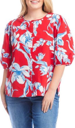 Karen Kane Floral Print Puff Sleeve Top at Nordstrom, Size 2X